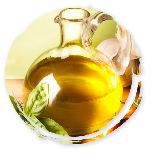 A close up of an olive oil bottle
